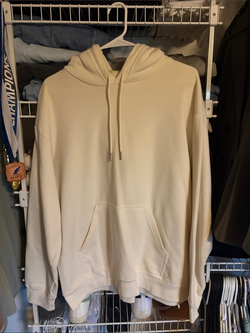 H&M Men's Cream Hooded Sweatshirt